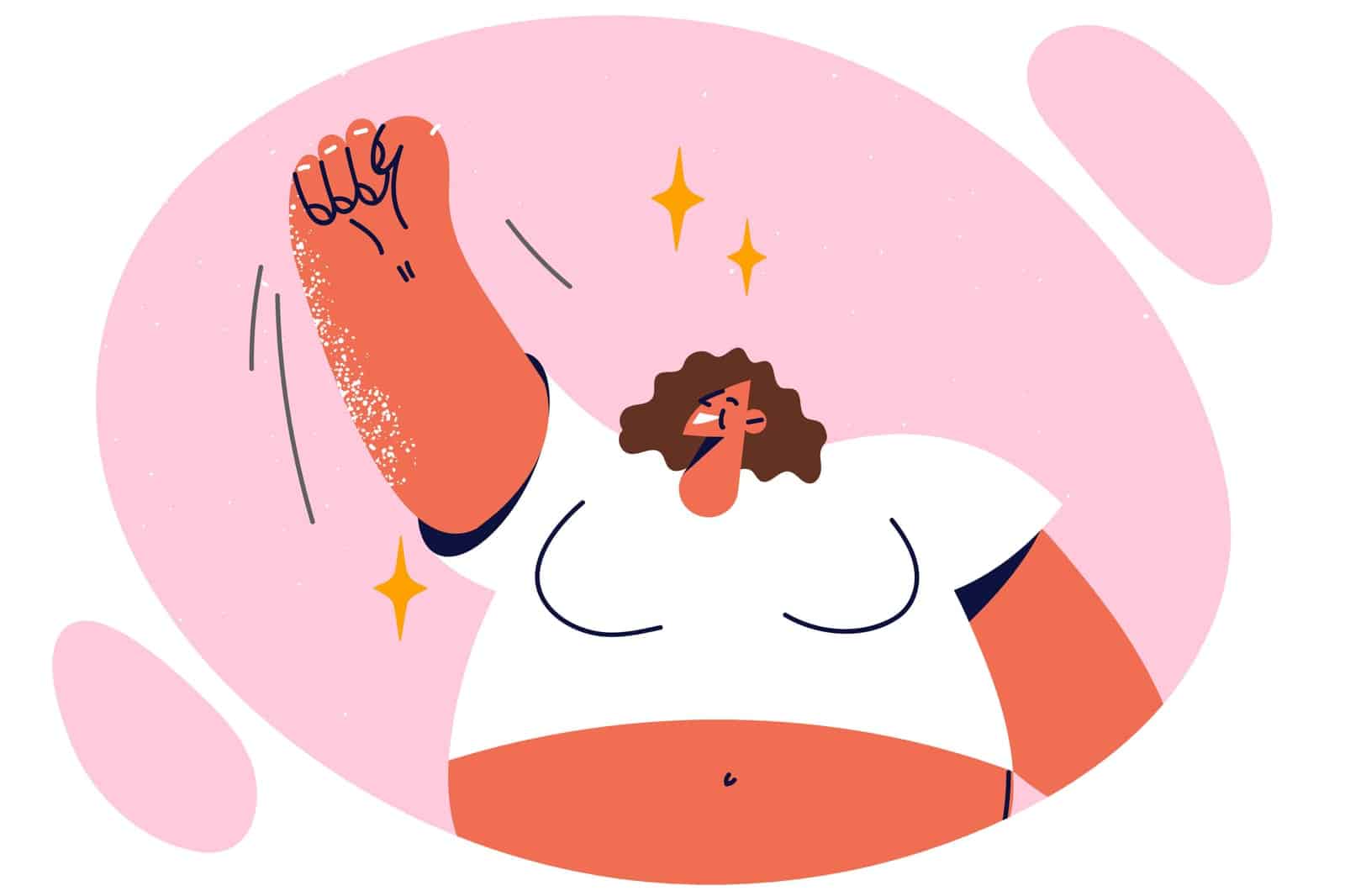 happy-woman-raises-hand-to-demonstrate-desire-for-success-in-personal-and-professional-life