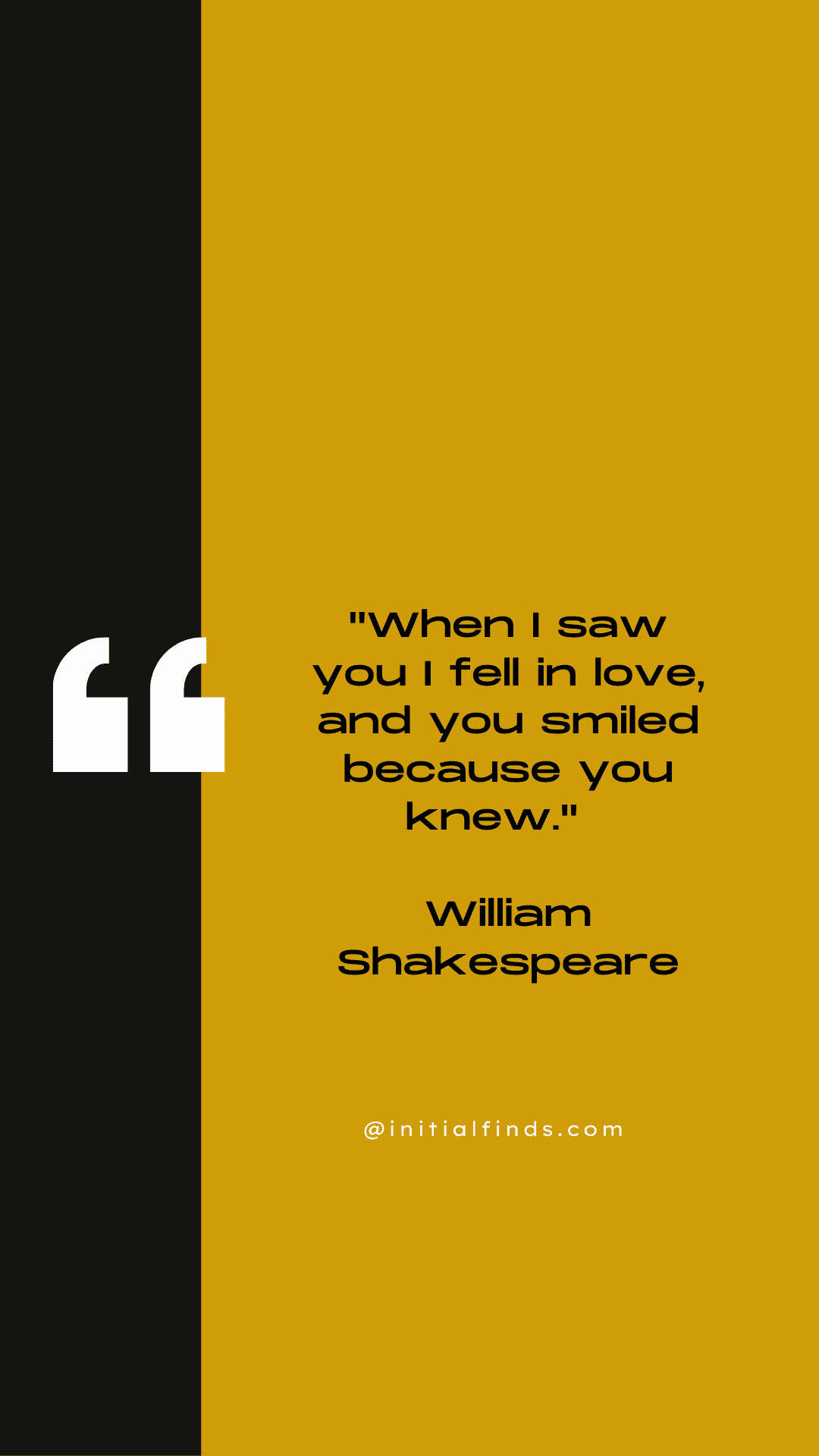 An image with a black and yellow split background featuring a quote by William Shakespeare that reads,
